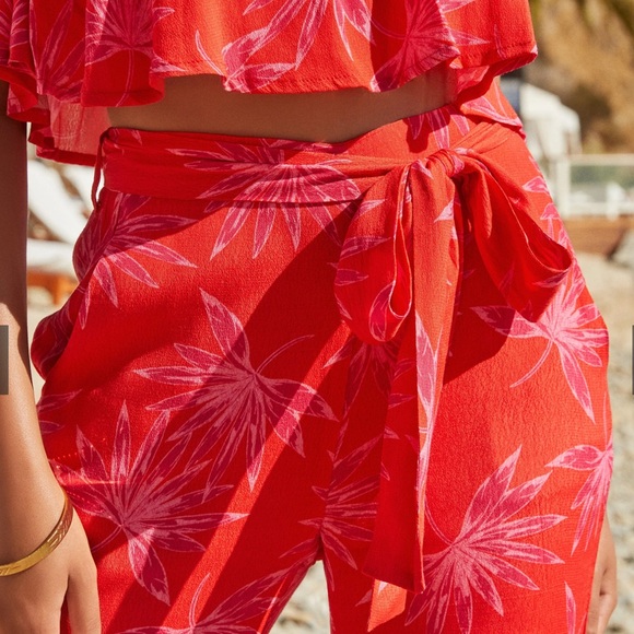 Maldives Floral Pocketed Tie Pants - Picture 2 of 7